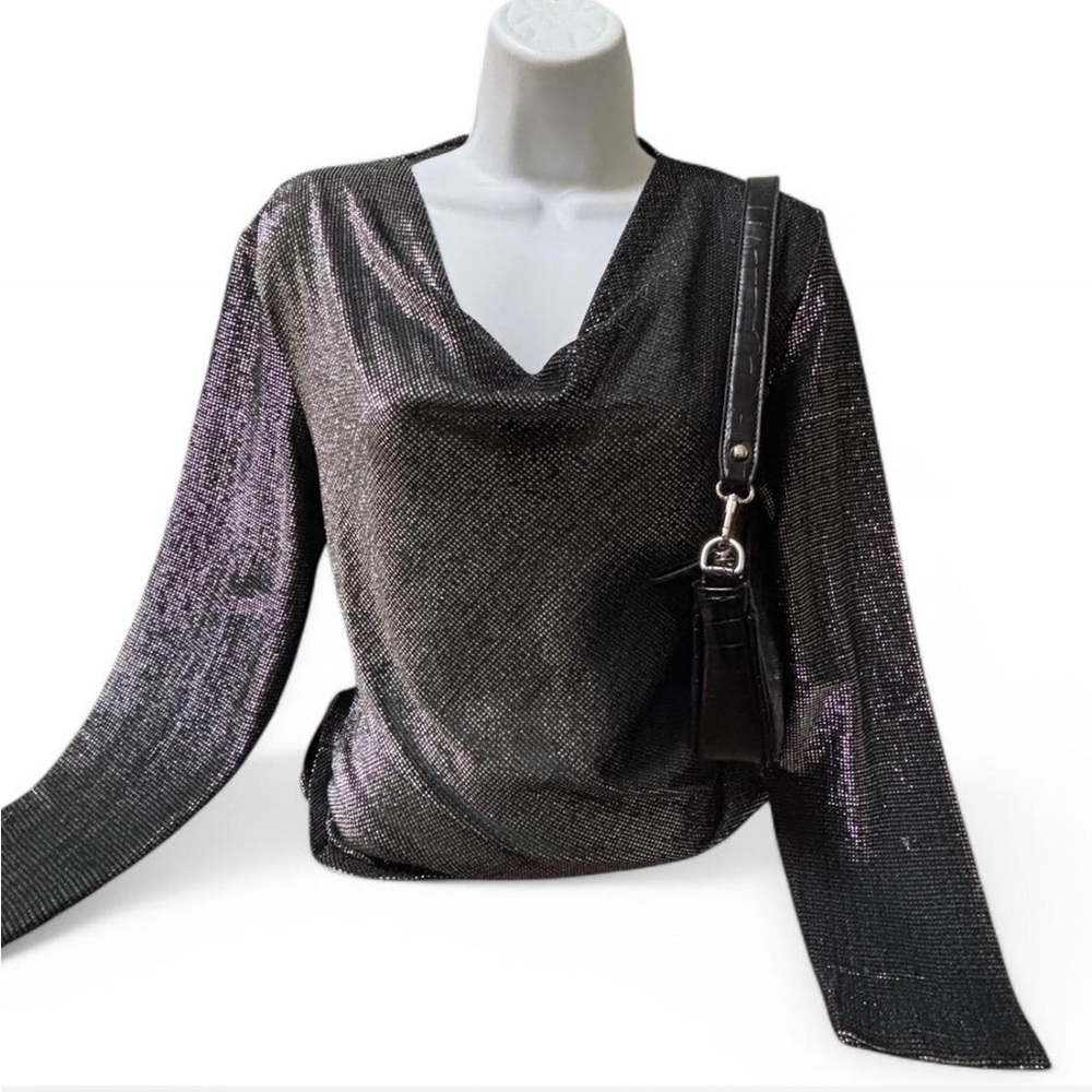 Y2K Metallic Goth Grunge Top, Biker Babe Top, Futuristic Top, Goth Glam Baddie